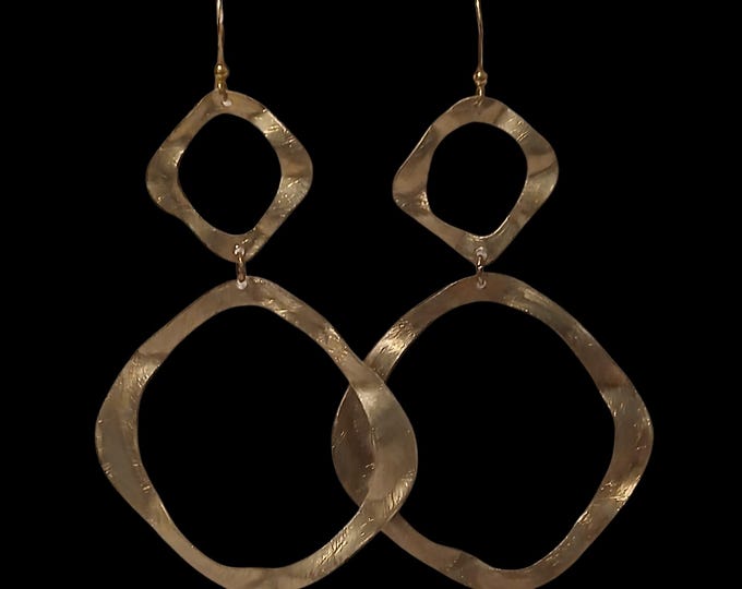 Vintage brass satin texture statement earrings.