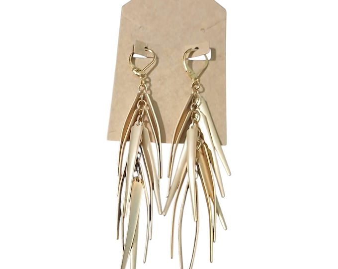 Satin Gold Tone Fringe Earrings - Lever Back