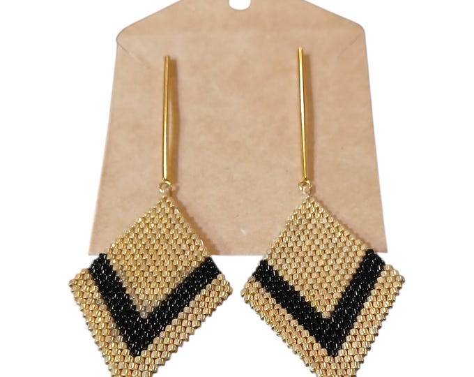 Miyuki diamond shape drop earrings.