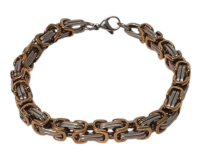 Byzantine link 2 tone bracelet