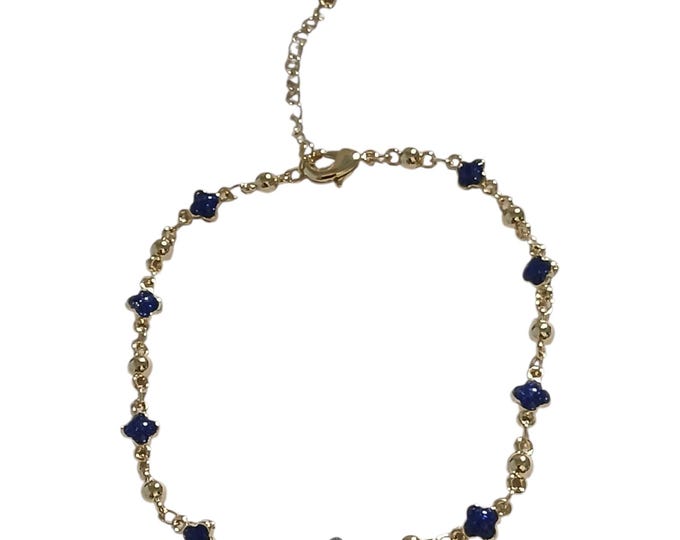 Clover navy anklet