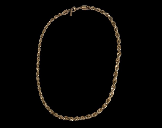 4mm Gold Tone Stainless Steel Rope Chain Necklace (16 inch)