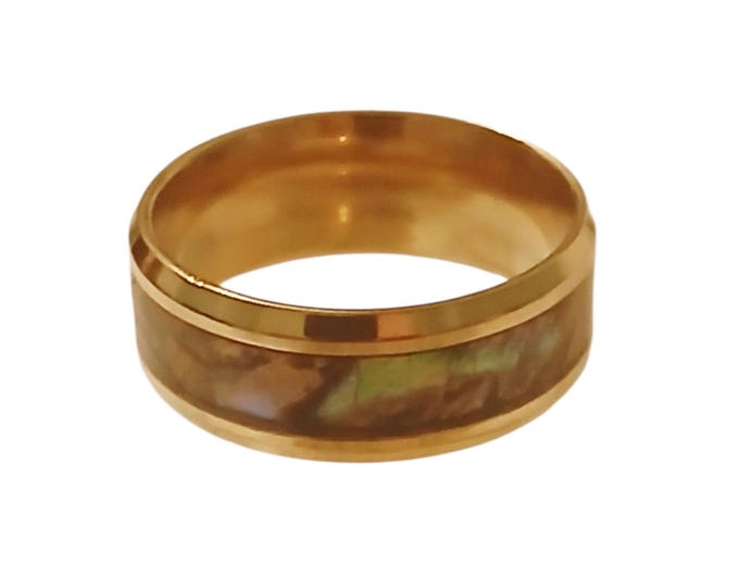 Men anti-stress band ring with abalone shell