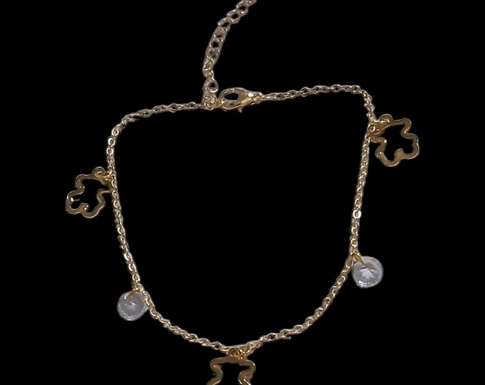 Bear and cz charm anklet