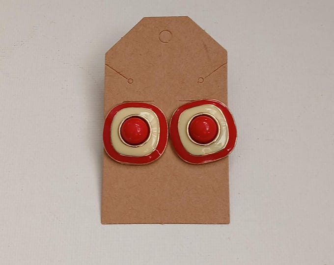 Vintage enamel button earrings