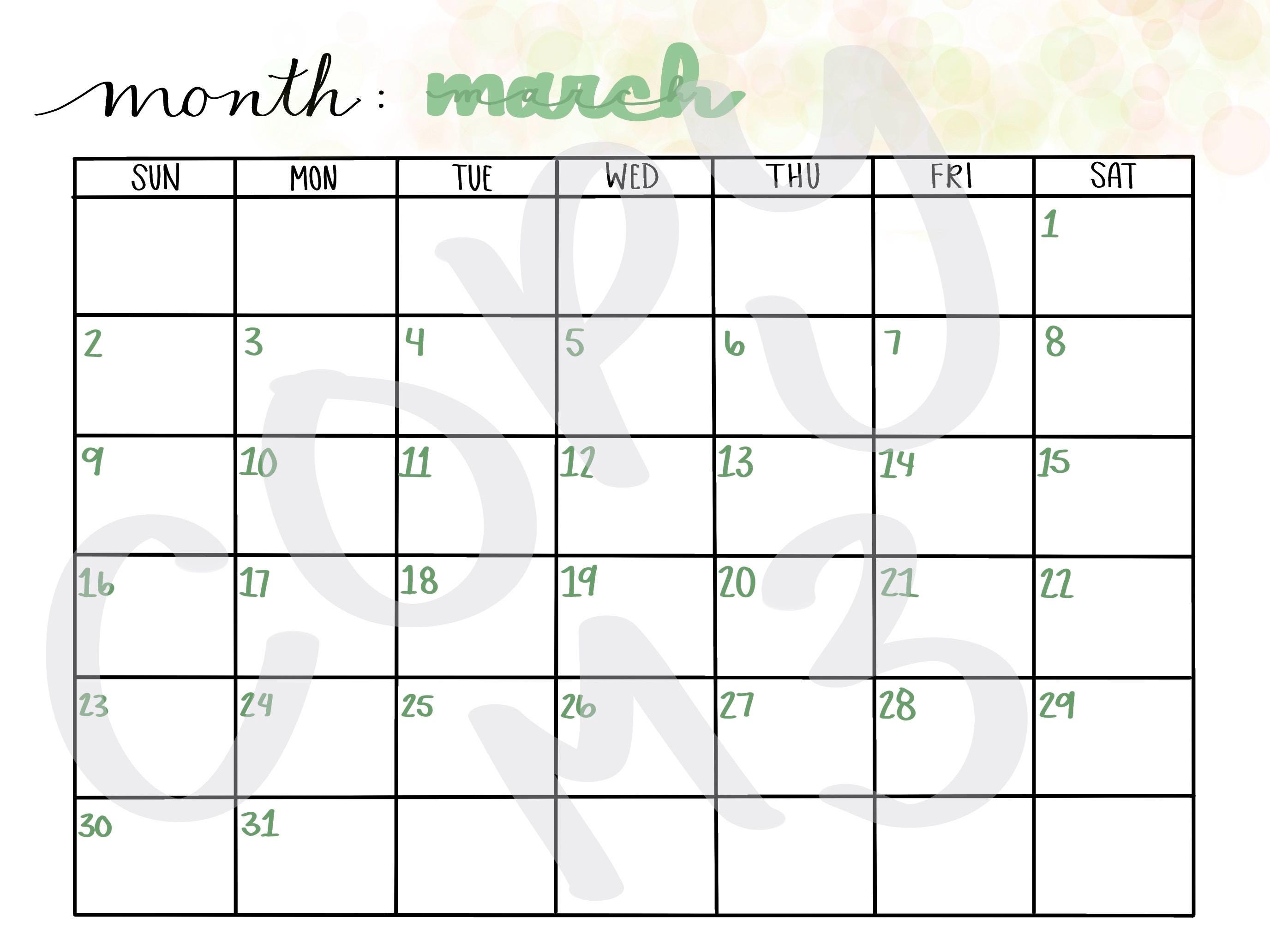 Digital Calendar Template Etsy