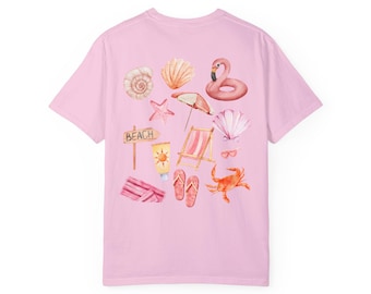 Comfort Colors Beach Collage T-Shirt: 100% Cotton Swimsuit Cover-Up