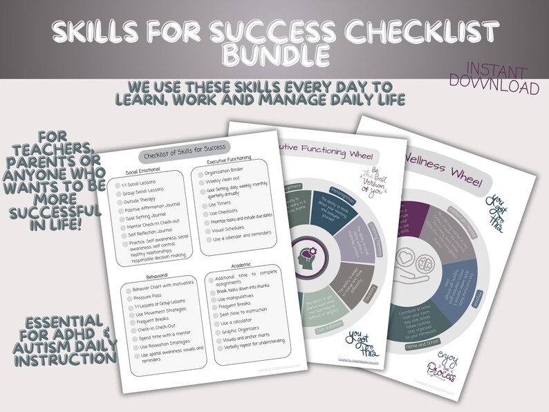 Skills for Success Checklist Bundle Etsy