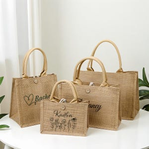 Personalized Burlap Bags/Custom Name Jute Bag/Personalized Bridesmaid Burlap Bags/Monogram Beach Tote Bag/Bridesmaid Gift Bag/Jute Beach Bag