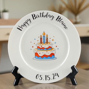 Personalisierter Geburtstagsteller, Keramik Kuchenteller, Personalisierter Teller, Keramik Kuchenteller, Handbemalter Keramikteller, Geburtstagsgeschenk