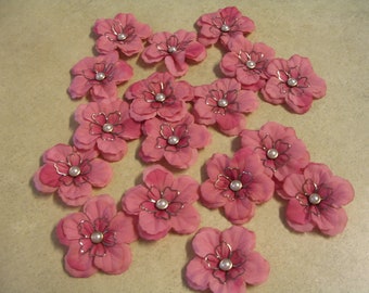 17 Artificial Pink Flowers Scrapbook Embellishment Decorating Craft Supplies