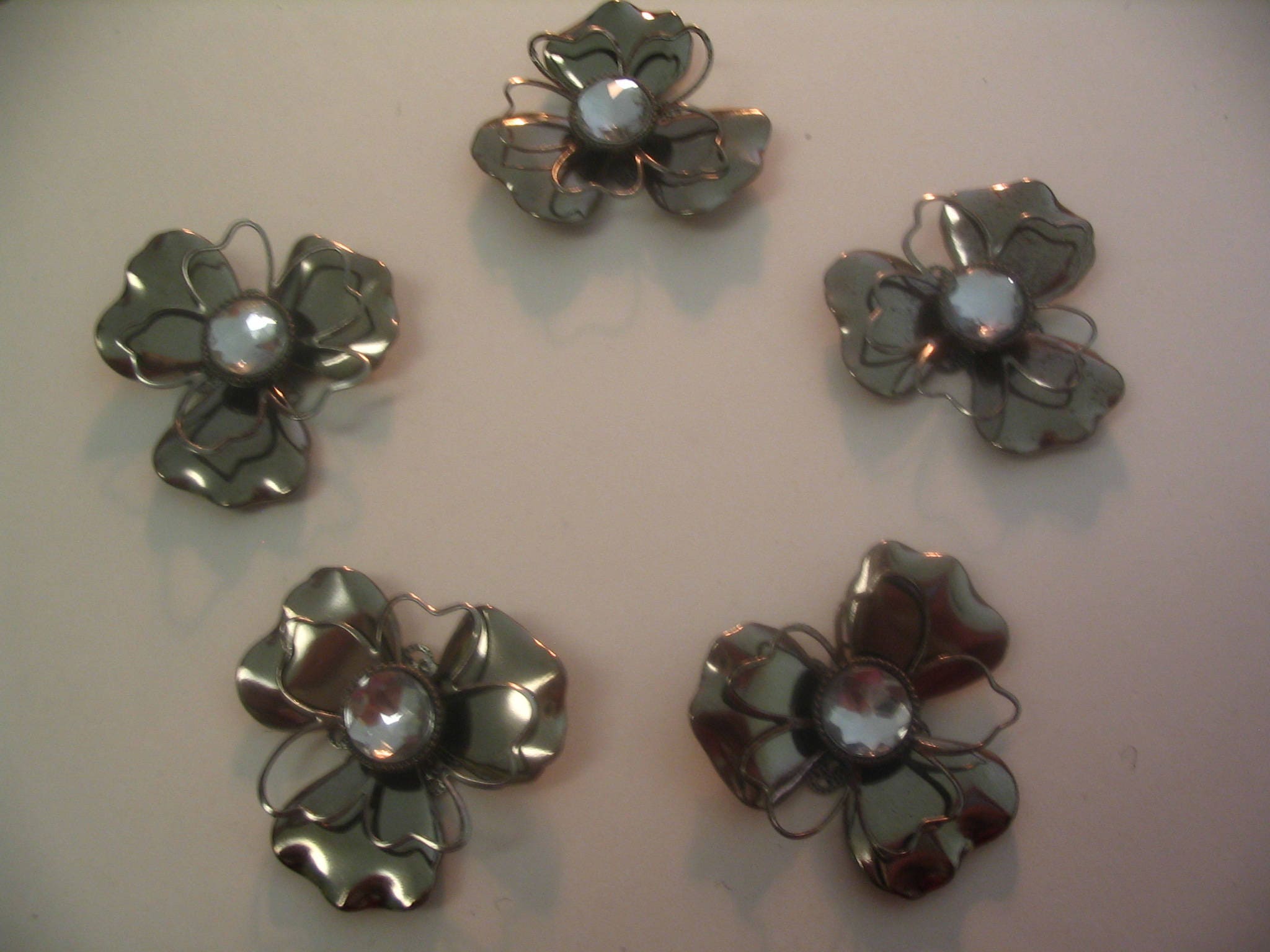 5 Layered Metal Flower Embellishments Scrapbook Jewelry Craft Etsy