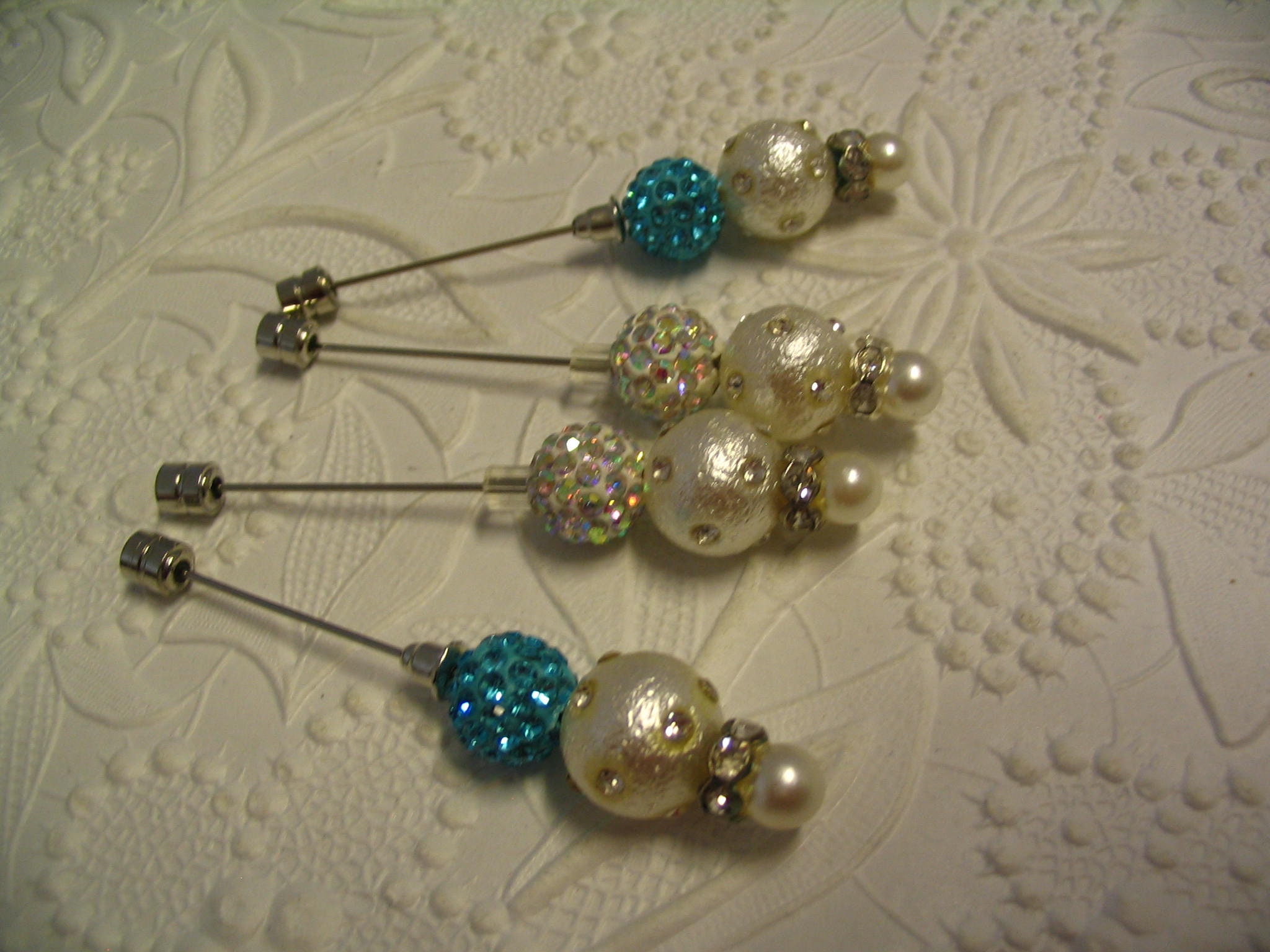 4 Beaded Stick Pins for Jewelry Making Craft Creations Etsy