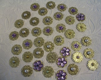 40 Layered Gold Filigree Embellishments for  Scrapbook Jewelry and Craft Supplies