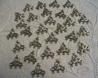 30 Vintage 3 Hole Silver Connectors Jewelry Finding Supplies