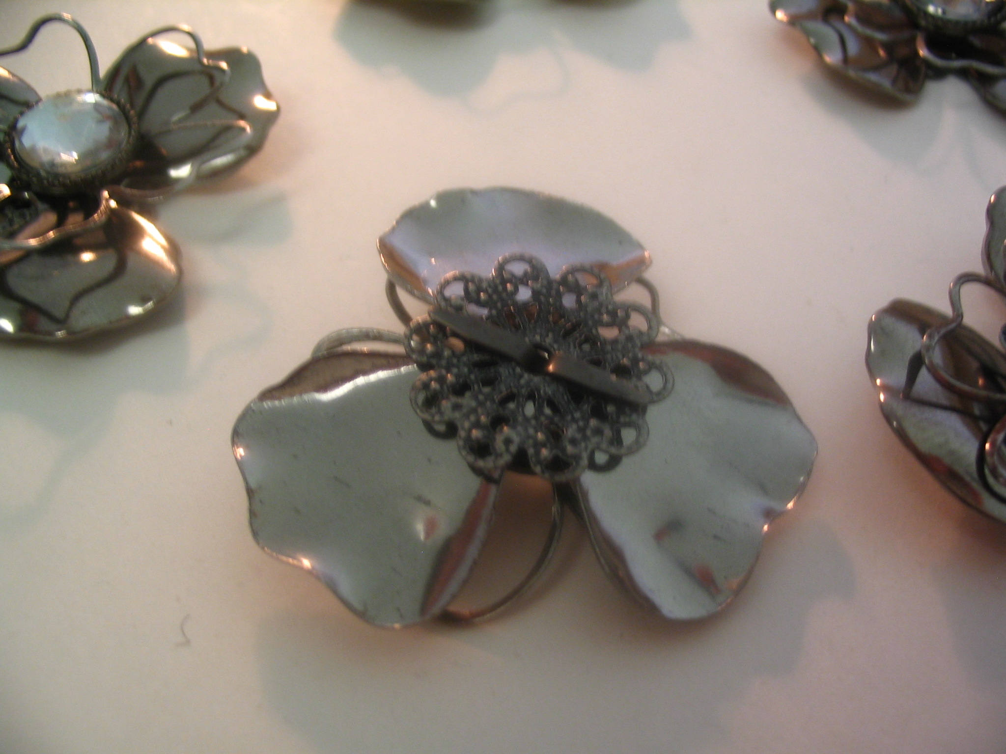 5 Layered Metal Flower Embellishments Scrapbook Jewelry Craft Etsy