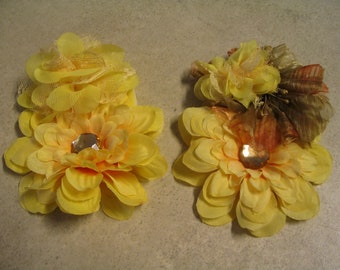 2 Yellow Layered Flowers Scrapbook Embellishment Decorating Craft Supplies