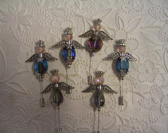 6  Angel Beaded Stick Pins for Jewelry Making Craft Creations Embellishments