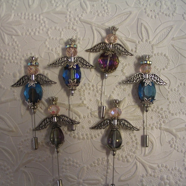 6  Angel Beaded Stick Pins for Jewelry Making Craft Creations Embellishments