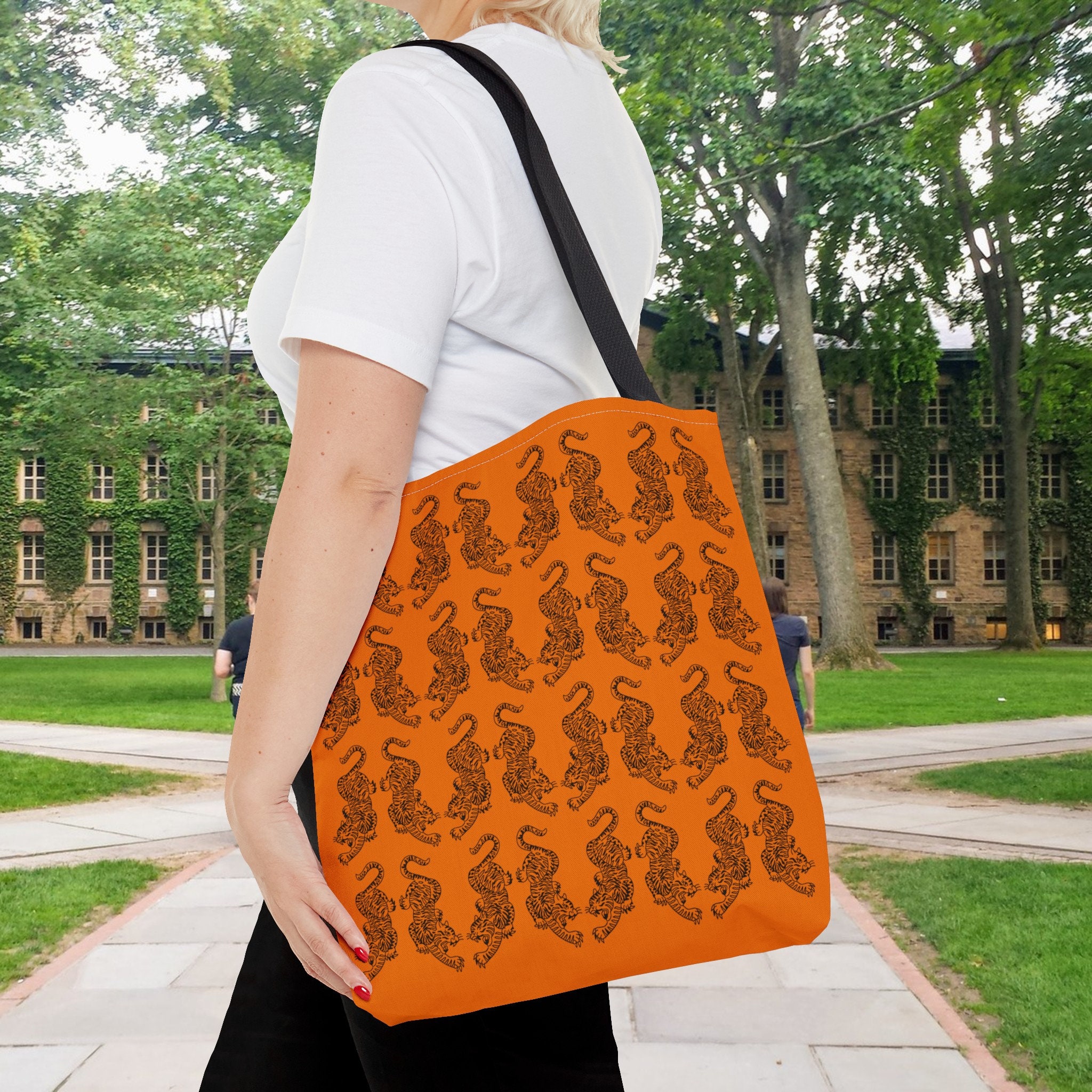 Princeton New Jersey Tote Bag - 16"x16" Canvas Print Bag With Classic NJ Design