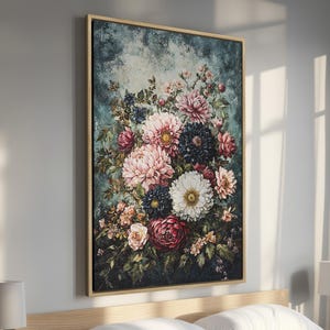 Exquisite Flowers Framed Canvas Print - Botanical Art, Colorful Floral Bouquet Canvas Wall Art, Beautiful Stylish Wall Decor, Ready to Hang