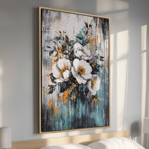 Vibrant Flowers Art - Abstract Framed Canvas Print, Botanical Canvas Wall Art, Beauty Floral Painting Print - Trendy Decor, Ready to Hang