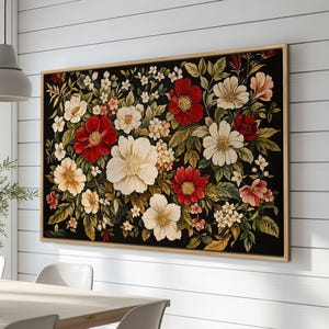 Romantic Floral Framed Canvas Print, Vibrant Flowers with Botanical Canvas Wall Art, Perfect Nature Lover Gift - Spring Decor, Ready to Hang
