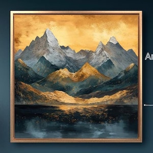 Modern Mountain Landscape Framed Canvas Wall Art Abstract Mountains Painting Print Bedroom Wall Decor Mountainscape Art Poster Ready to Hang
