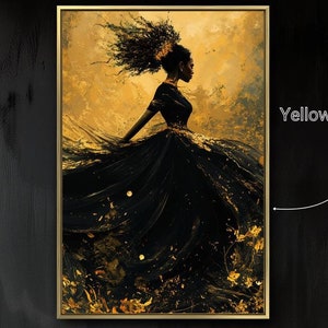 Surreal Black Woman Framed Canvas Wall Art Abstract Painting Print Elegant Wall Decor Luxury Artwork Fashion Poster Ready to Hang Gift Idea