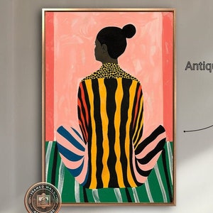 Lienzo enmarcado con mujer abstracta moderna, arte de pared, pintura minimalista, impresión vertical, decoración de pared bohemia, póster grande de moda femenina listo para colgar