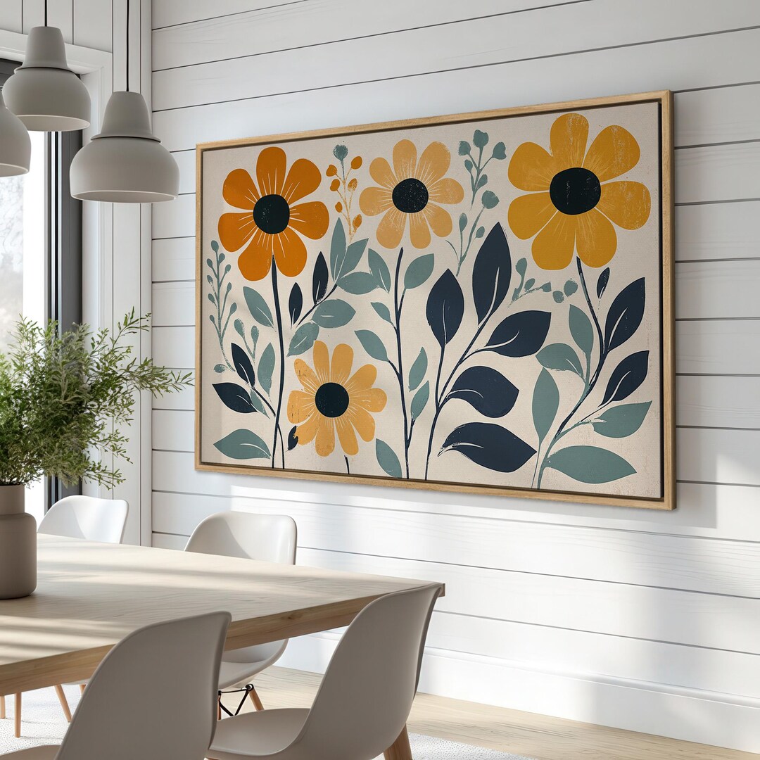Yellow Flower Art - Framed Canvas Print, Vibrant Floral Beauty Canvas ...