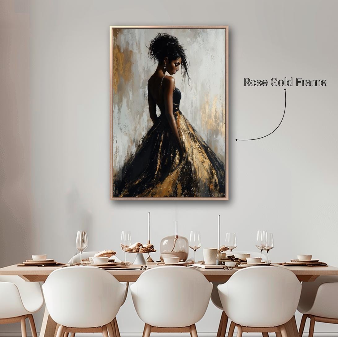 Portrait of Black Woman Framed Canvas Wall Art African American Beauty ...