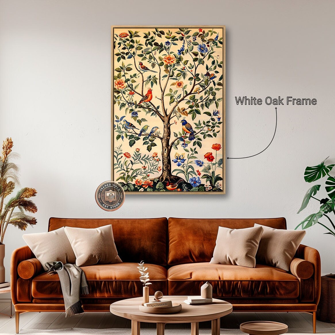 Colorful Songbirds Framed Canvas Wall Art Tree of Life Painting Print ...
