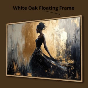 Elegant Black Woman in Dress Framed Canvas Wall Art Abstract Fashion ...