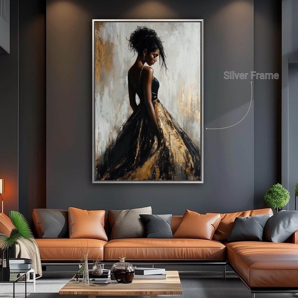Portrait of Black Woman Framed Canvas Wall Art African American Beauty ...