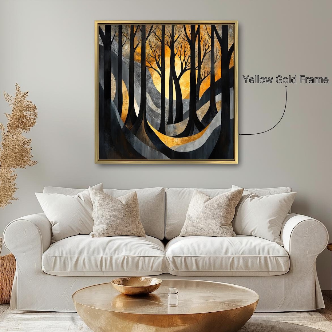 Surreal Forest Landscape Framed Canvas Wall Art Abstract Woods Painting ...