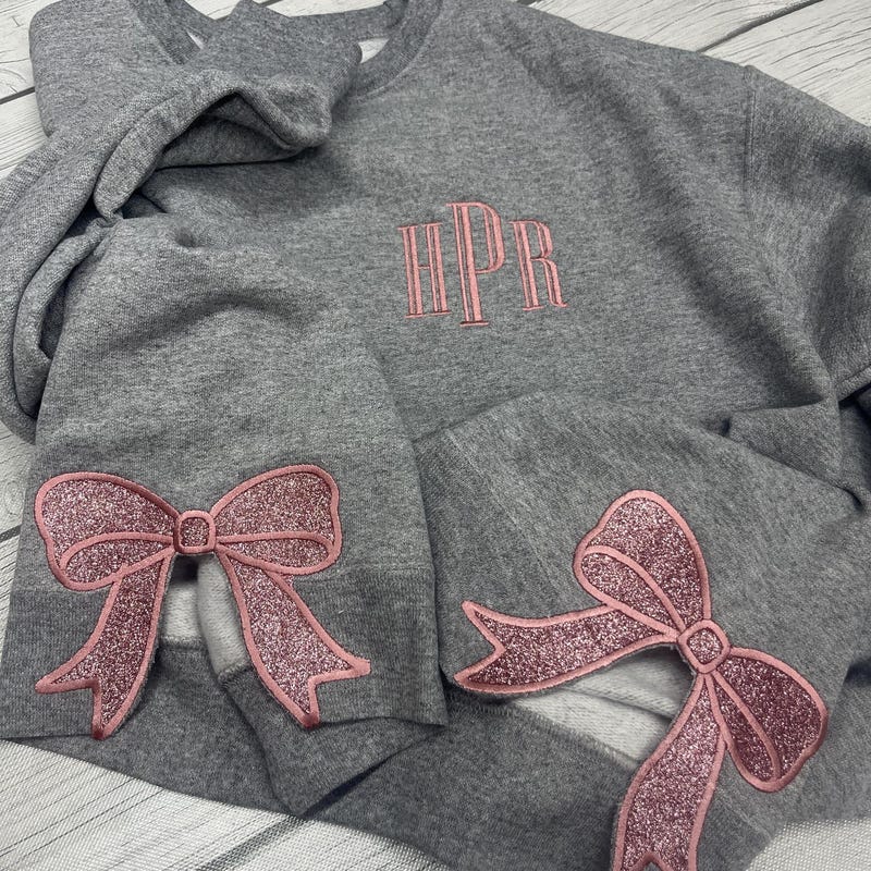 Glitter Side Cut Bow Sweatshirt | Viral Side Bow Crewneck | Monogram Bow Sweatshirt | Gift for Her | Custom Crewneck