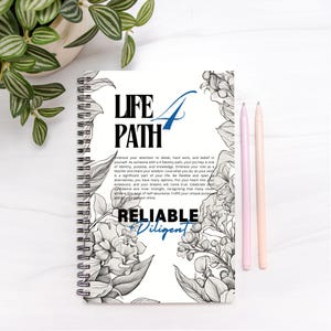 Life Path 4 Notebook Hardcover Spiral 5.5 x 8.5  inches (blank) Date of Birth Journal, Positive Affirmation Notebook Intention Journal Gift