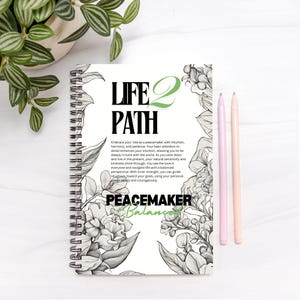 Life Path 2 Notebook Hardcover Spiral 5.5 x 8.5 inches (blank) Date of Birth Journal, Positive Affirmation Notebook Intention Journal Gift
