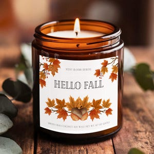 Fall Candle, Autumn Leaves Scented Candle Gift, Fall Candles, Bookish Candle Gift for Friend, No Phthalates, +Essential Oil Gift for Her