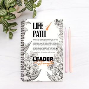 Life Path 1 Notebook Hardcover Spiral 5.5 x 8.5  inches (blank) Date of Birth Journal, Positive Affirmation Notebook Intention Journal Gift