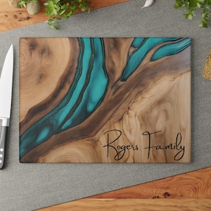 Decorative Glass, Wood,grain, Resin Epoxy-like Design On Glass Cutting  Board, Christmas Gift, Wedding, Hostess Gift, Personalized Gift