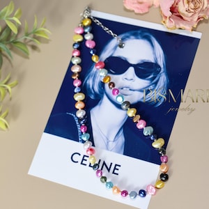 Handmade Multicolor Freshwater Pearl Choker Necklace - Unique Colorful Pearl Jewelry for Women, Adjustable Length, Gift for Her