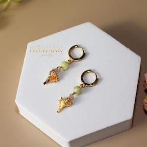 Golden Seashell Earrings with Natural Mother of Pearls, 18k  Gold Plated Jewelry, Ocean-Inspired Unique Handmade Gift for Women
