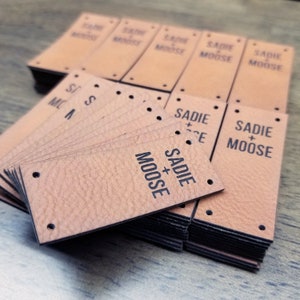 100 Custom Leatherette Labels with your engraving, graphics or logos image 5