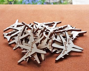 Personalized Wooden Airplane  Tags - Engraved Aircraft Hang Tags for Parties & Gifts