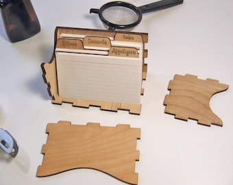 Digital files for laser cutting recipe card box