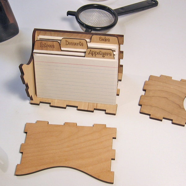 Digital files for laser cutting recipe card box