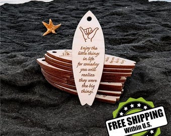 100 Personalized Mini Surfboards - Laser Cut Engraved Wood