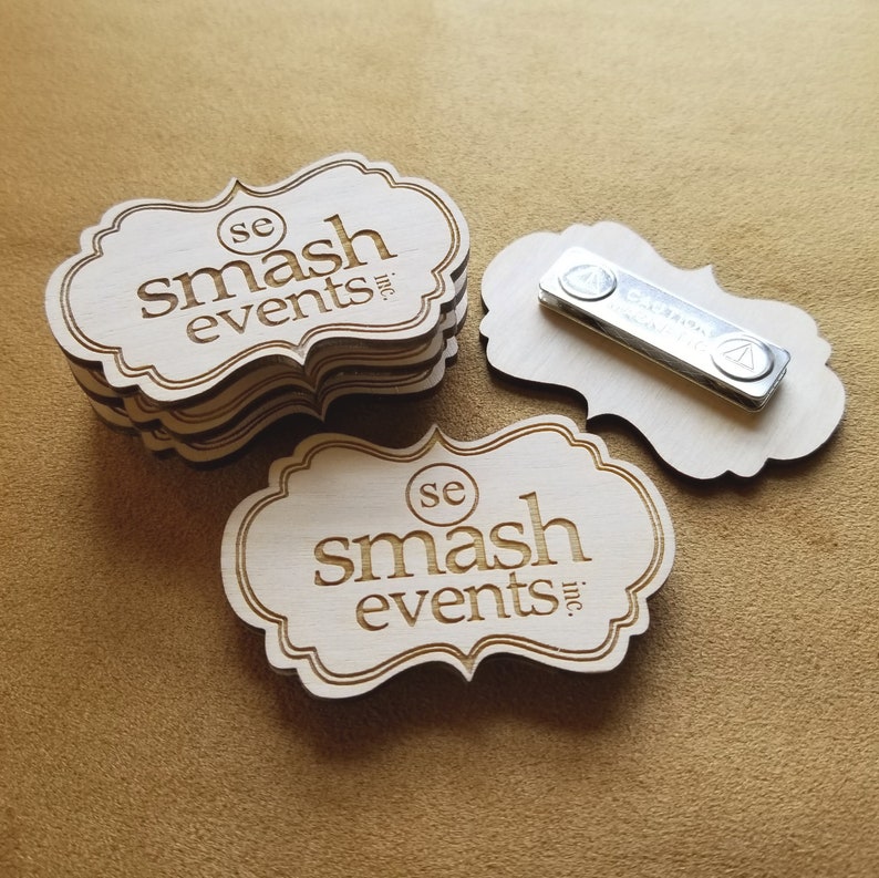 Engraved Wood Name Badges with Magnetic or Pin fasteners image 9